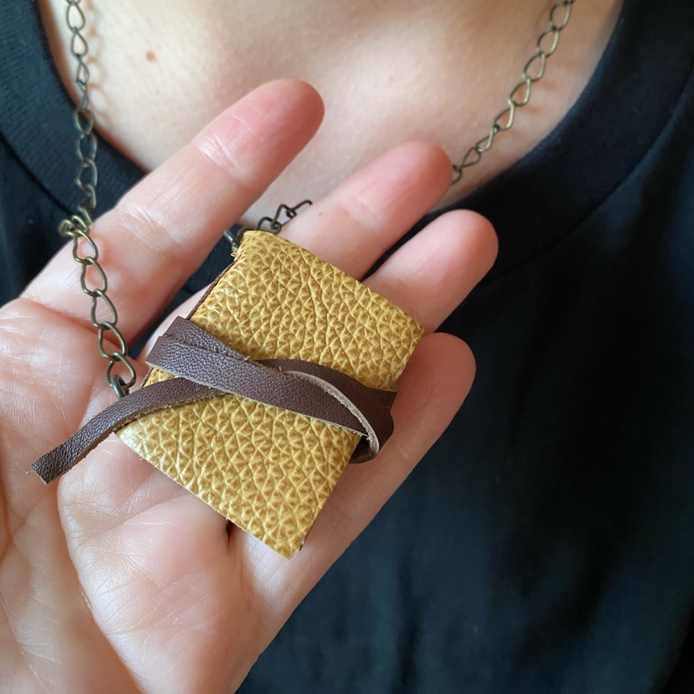 Laura Carey Books - Custom Tiny Leather Book Pendant/Necklace - NWOT - Picture 13 of 15